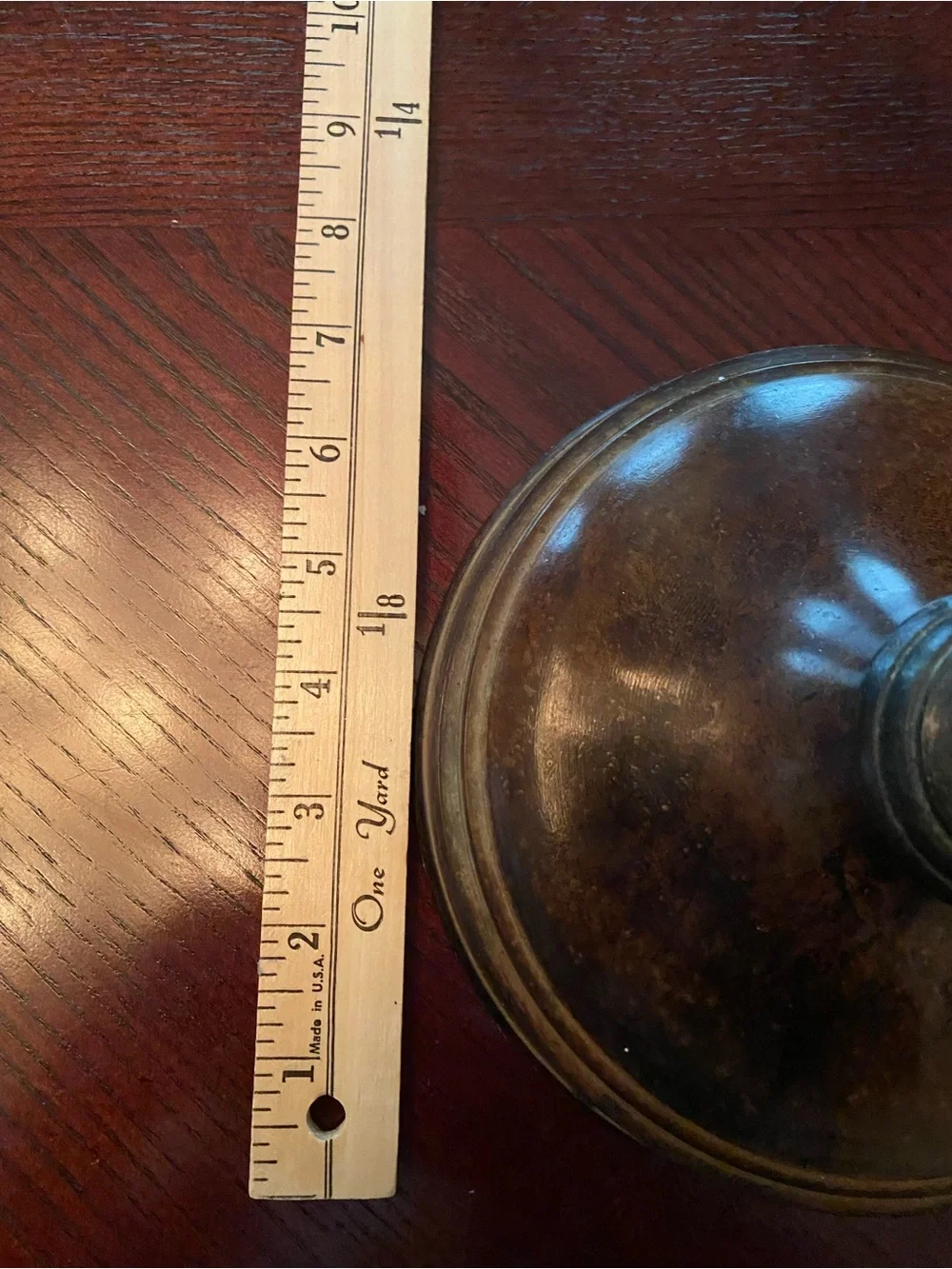 Decorative 20.5 inch painted metal candlestick with lWood-Tone and patina finish